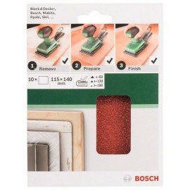 Bosch 10 részes csiszolólapkészlet rezgőcsiszolókhoz G= 60, 120, 180