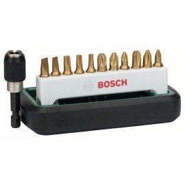 Bosch 12 részes Titanium csavarozóbit-készlet, vegyes (S, PH, PZ, T) PH1, PH2, PH3, PZ1, PZ2, PZ3, T15, T20, T25, S0,6x4,5, S0,8x5,5, univerzális tartó, mágneses