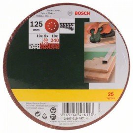 Bosch 25 részes csiszolólapkészlet excentercsiszolóhoz, 80-as, 120-as, 240-es szemcseméret