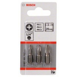 Bosch 3 részes csavarbit készlet, extra kemény (PH) PH1; PH2; PH3; 25 mm