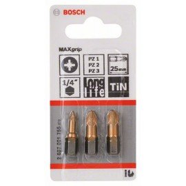 Bosch 3 részes csavarbit készlet Max Grip (PZ) PZ1; PZ2; PZ3; 25 mm
