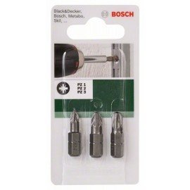 Bosch 3 részes csavarozóbit-készlet Pozidriv kereszthornyú csavarokhoz (PZ) PZ1; PZ2; PZ3; 25 mm