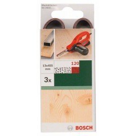 Bosch 3 részes csiszolólapkészlet Black+Decker Powerfile gépekhez, piros minőség 13 x 451 mm; G= 120; fához