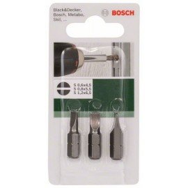 Bosch 3 részes Standard csavarozóbit-készlet egyeneshornyú csavarokhoz (S) 0,6x4,5; 0,8x5,5; 1,2x6,5; 25 mm