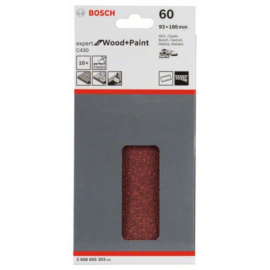 Bosch C470 csiszolólap, 10-es csomag 93 x 186 mm, 60..