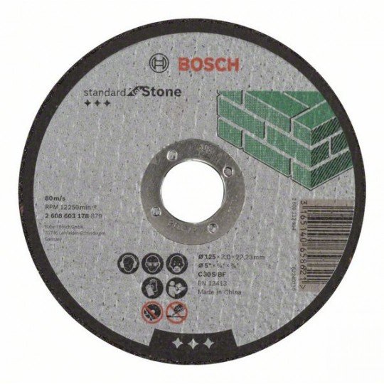 Bosch Darabolótárcsa, egyenes, Standard for Stone C 30 S BF, 125 mm, 22,23 mm, 3,0 mm
