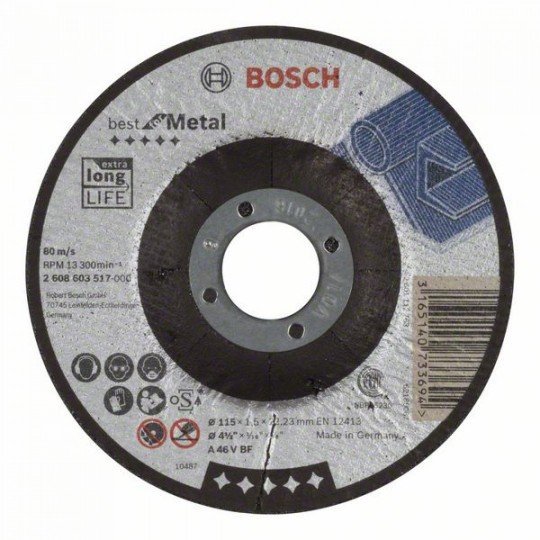 Bosch Darabolótárcsa, hajlított, Best for Metal A 46 V BF, 115 mm, 1,5 mm