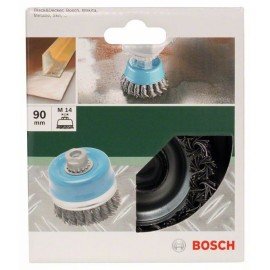 Bosch Fazékkefe sarok- és egyenes csiszolókhoz – hullámos drót, sárgaréz bevonatú, 90 mm D= 90 mm