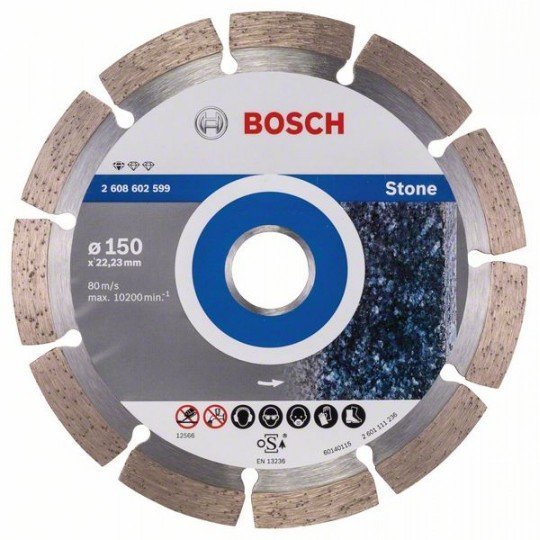Bosch Gyémánt darabolótárcsa, Standard for Stone kivitel 150 x 22,23 x 2 x 10 mm