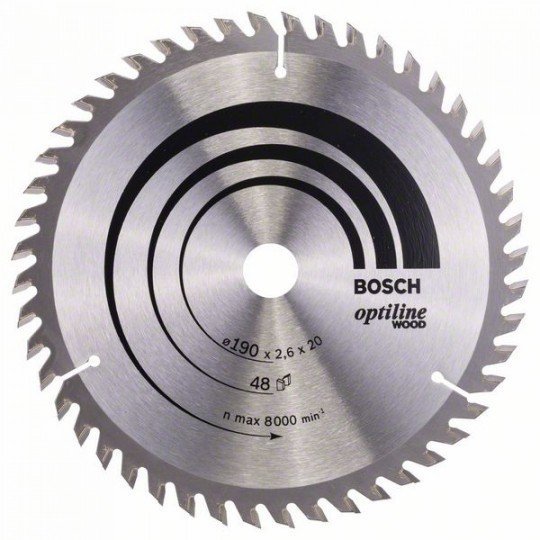 Bosch Körfűrészlap, Optiline Wood 190 x 20/16 x 2,6 mm, 48