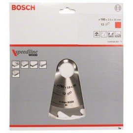 Bosch Körfűrészlap, Speedline Wood 190 x 30 x 2,6 mm, 12