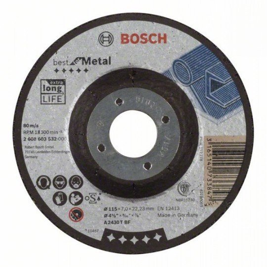 Bosch Nagyolótárcsa, hajlított, Best for Metal A 2430 T BF, 115 mm, 7,0 mm