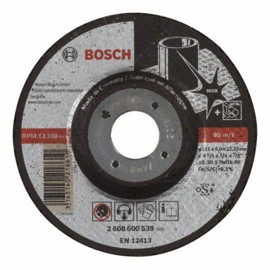 Bosch Nagyolótárcsa, hajlított, Expert for Inox AS 30 S INOX BF, 115 mm, 6,0 mm
