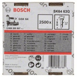 Bosch Süllyesztett fejű csap, SK64 63G 1,6 mm, 63 mm, horganyzott